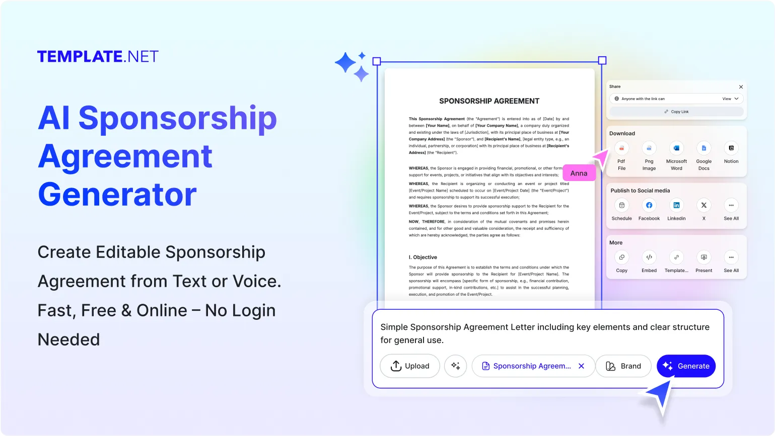 Free AI Sponsorship Agreement Generator, Free Sponsorship Contract Maker Online
